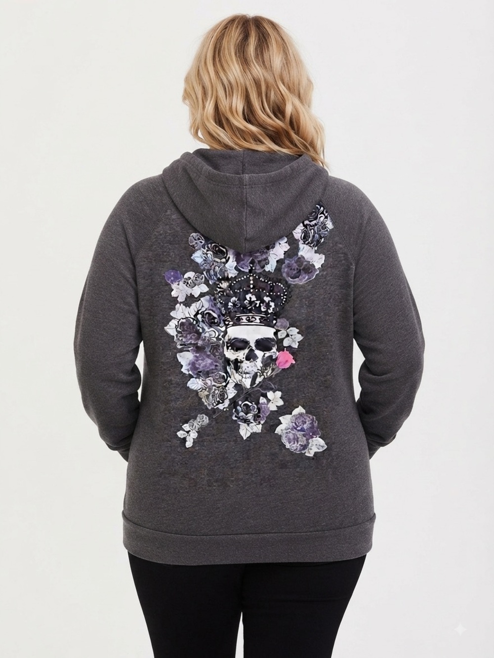 New! Torrid sz 2‎ Twist Tees Collab Vtg Floral Roses Skull Hoodie Jacket 2X Y2K